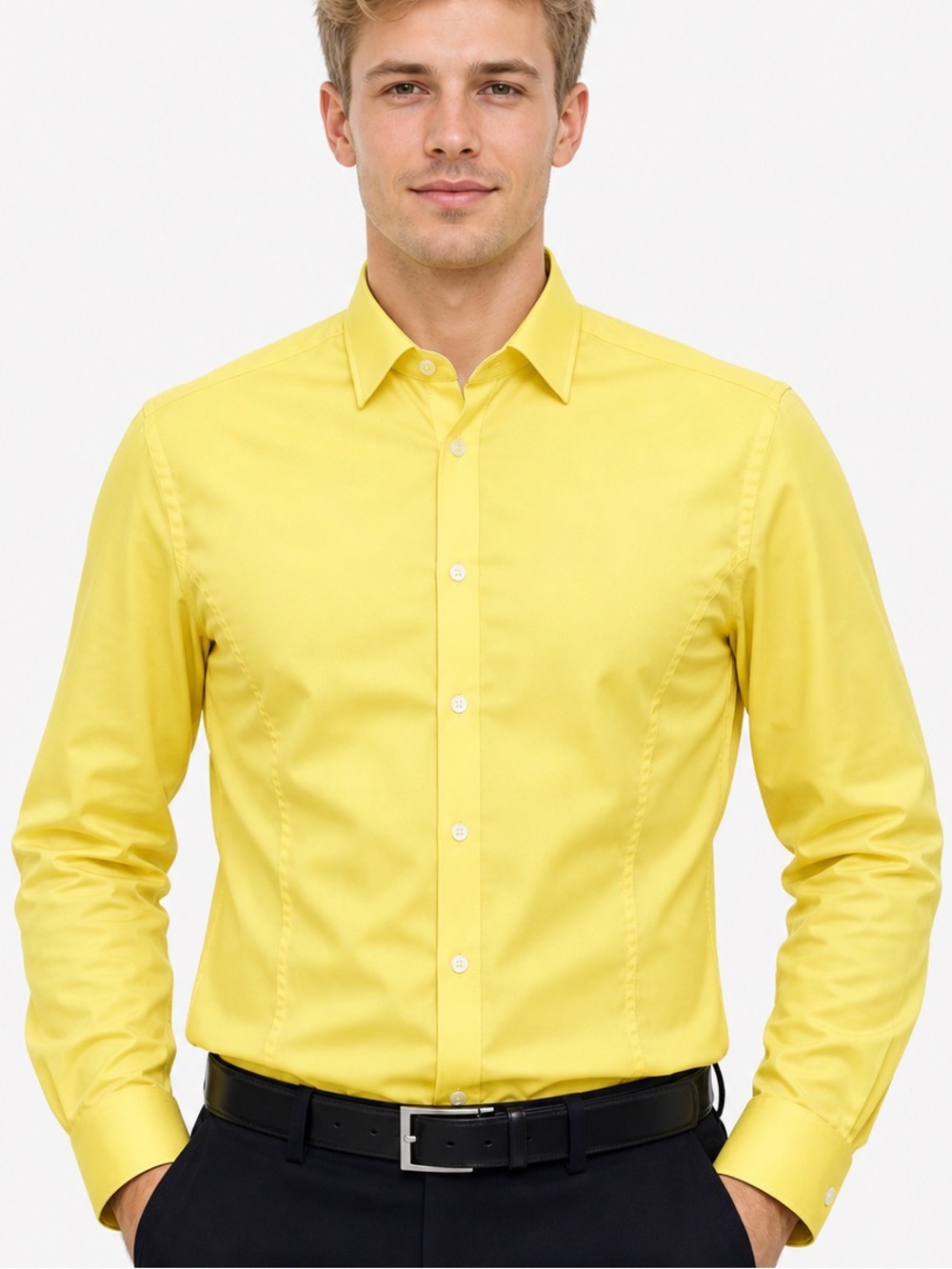 Vibrant Yellow Dress Shirt for Men